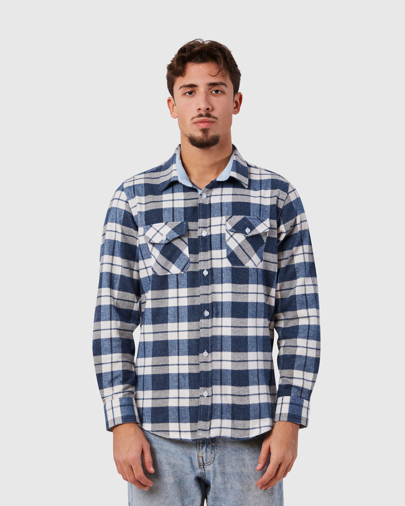 Men's Flannel Dress Shirt Navy