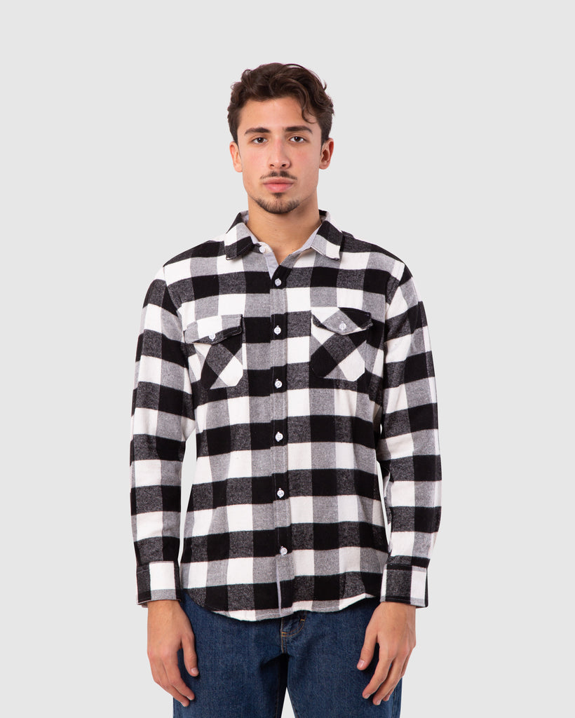 Men's Flannel Dress Shirt Black