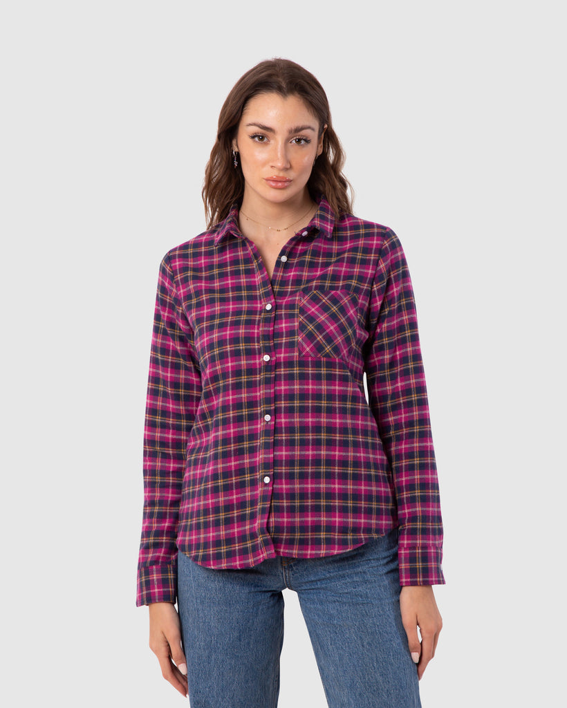 Women's Flannel Dress Shirt Fuchia