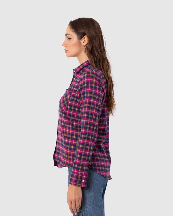 Women's Flannel Dress Shirt Fuchia