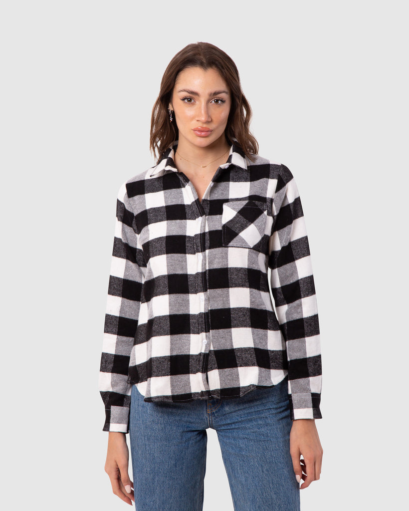 Women's Flannel Dress Shirt Black